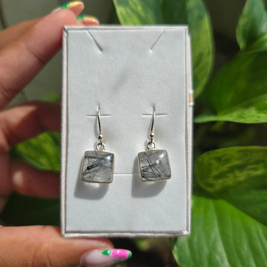 Tourmaline in Quartz Dangle Earring