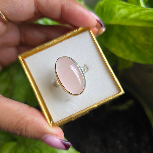 Rose Quartz Gemstone Ring - Size 10