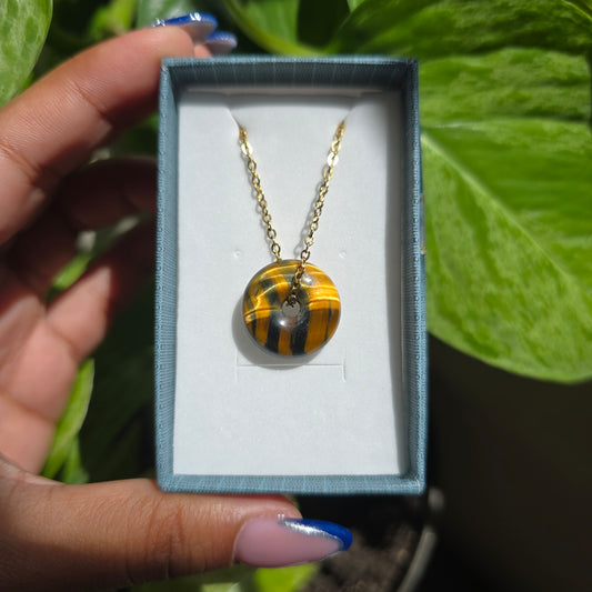Mixed Tiger's Eye Donut Necklace