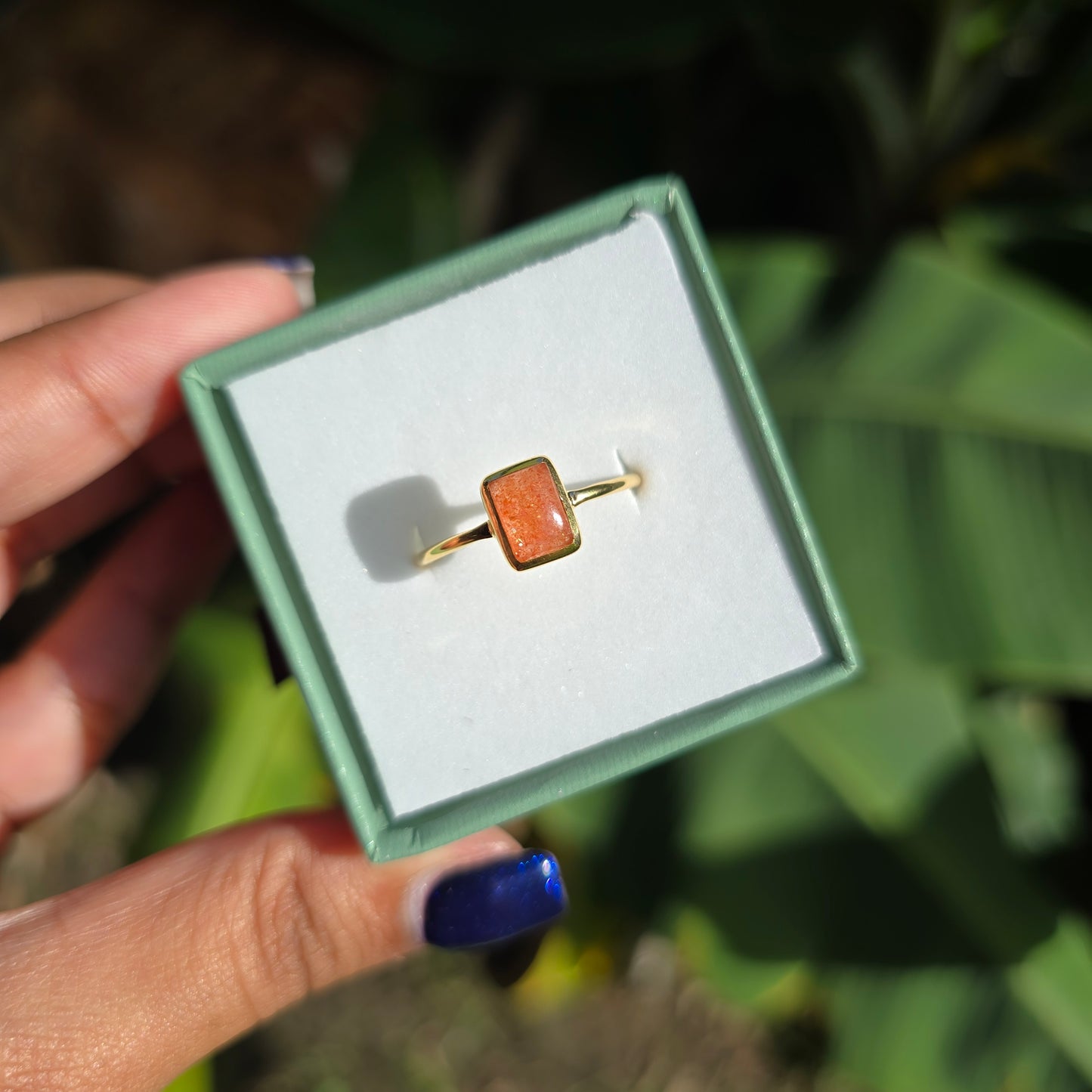 Gold Vermeil Sunstone Ring - Size 9.5