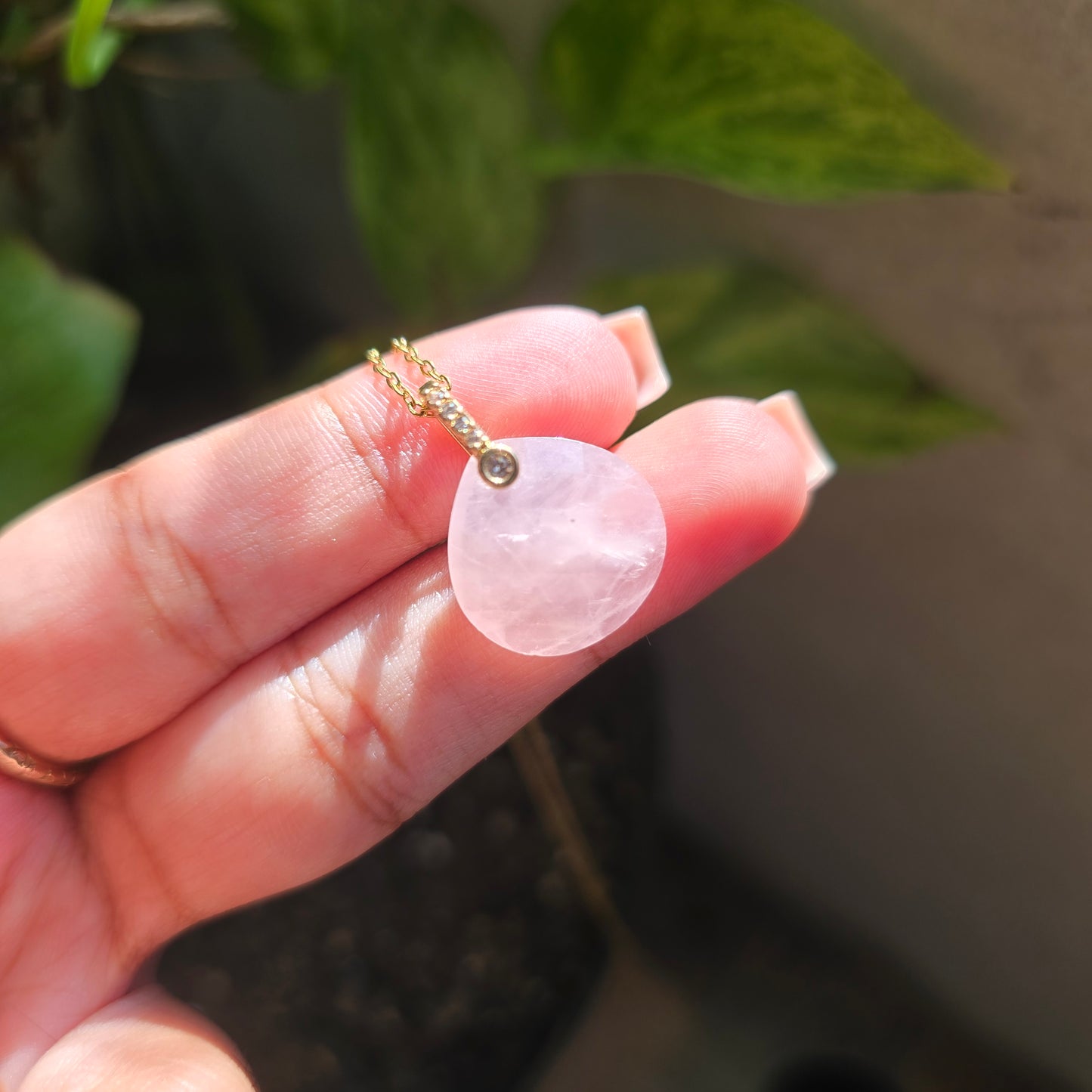 Dainty Rose Quartz Pendant