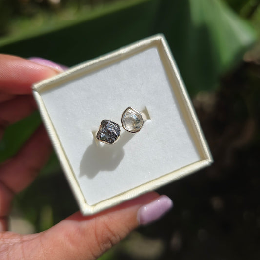 Campo del Cielo and Herkimer Diamond Ring - Size 8