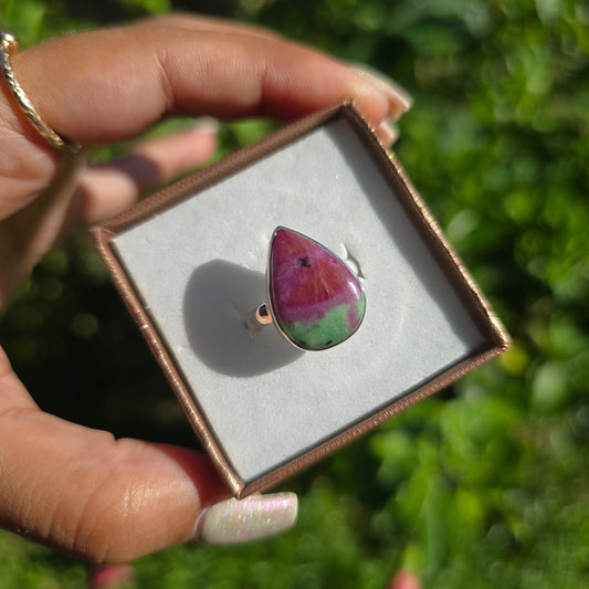 Ruby Zoisite Gemstone Ring - Size 7