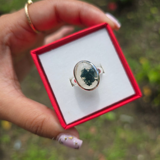 Moss Agate Ring - Size 7