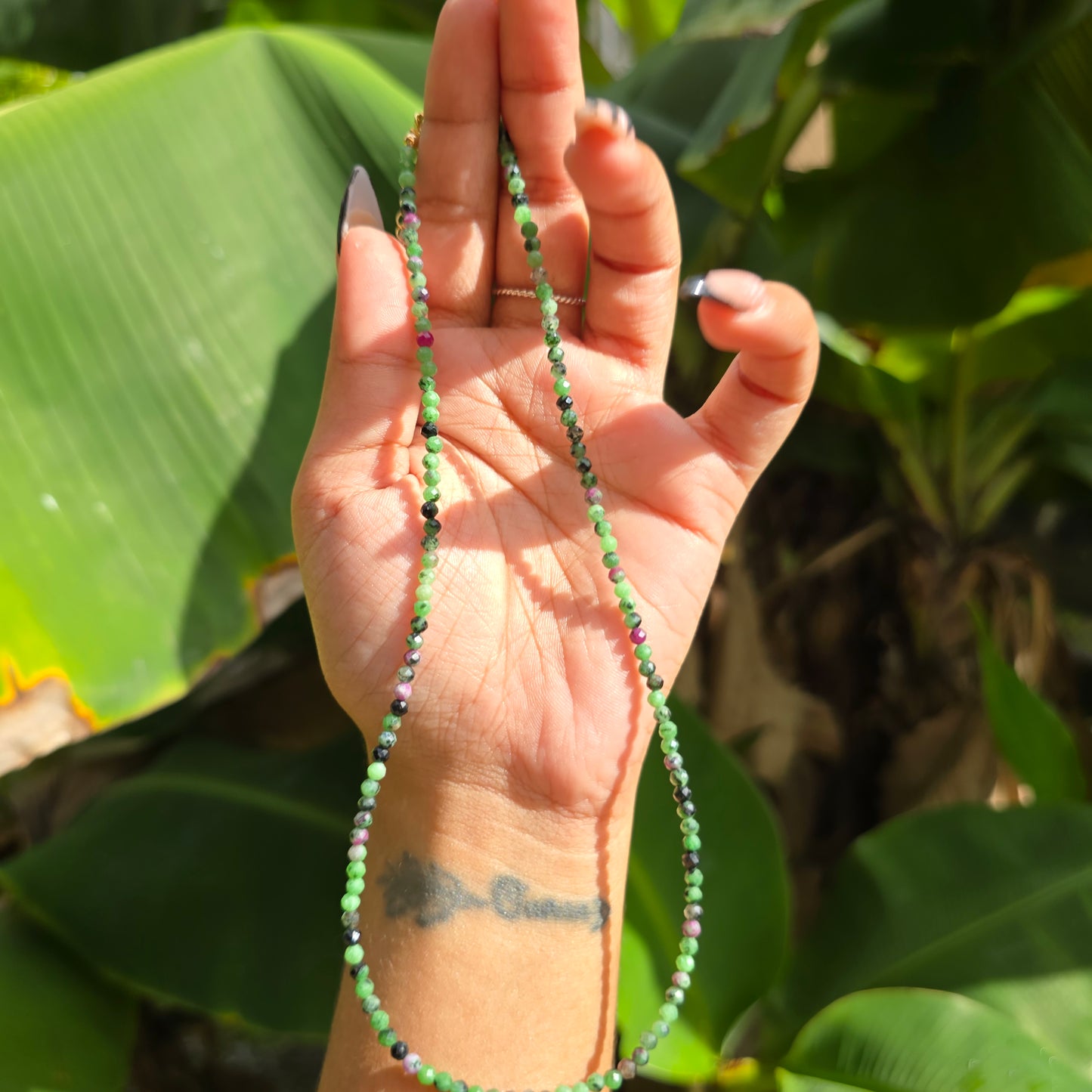 Dainty Ruby Zoisite Choker (3-4mm beads)