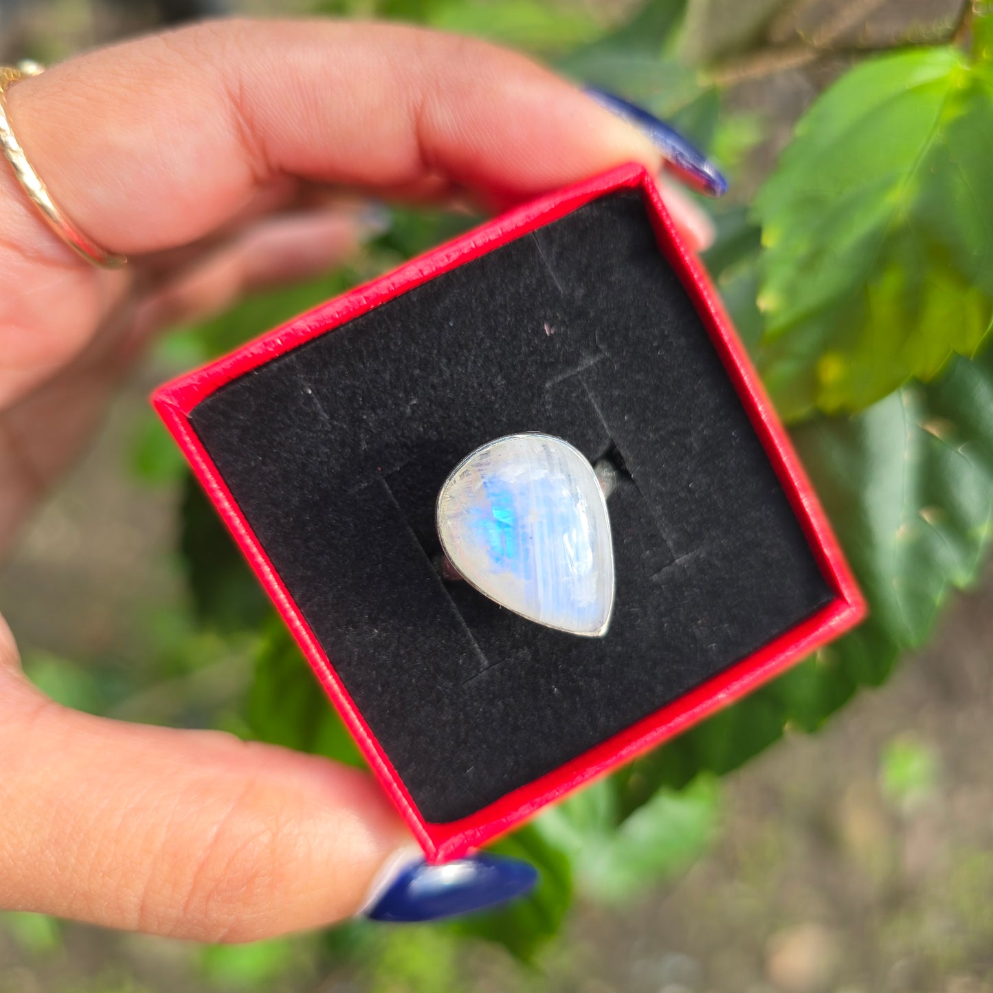Rainbow Moonstone Ring - Size 7