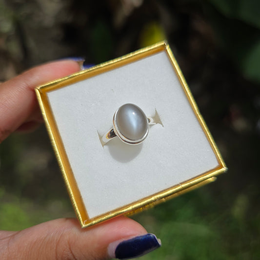 Grey Moonstone Ring - Size 6.5