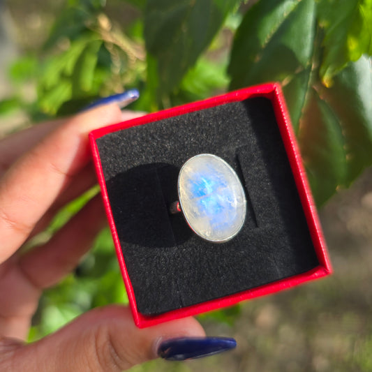 Rainbow Moonstone Ring - Size 6