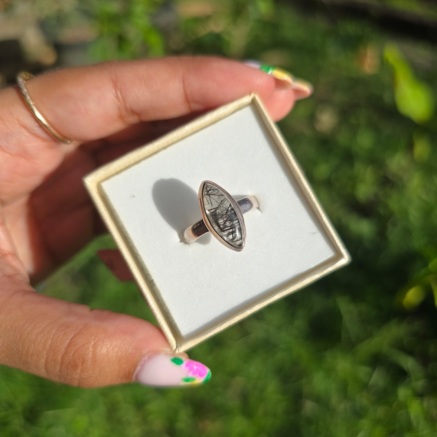 Tourmaline in Quartz Ring - Size 7.5