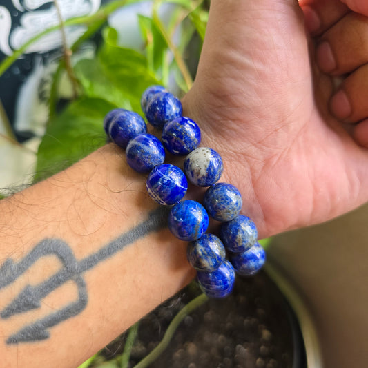 12mm Lapis Lazuli Gemstone Bracelet