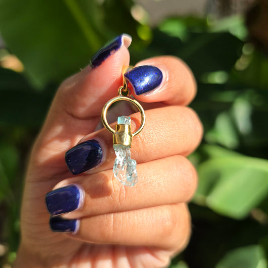 Gold Vermeil Blue Apatite and Aquamarine Pendant