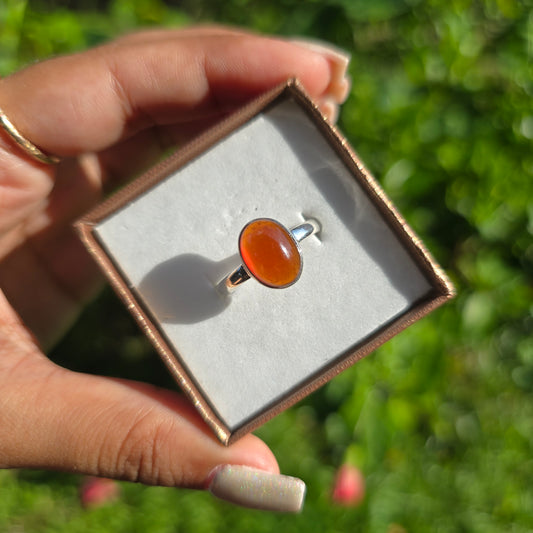 Hessonite Garnet Gemstone Ring - Size 9.5