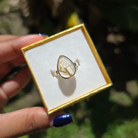 Golden Rutile Quartz  Ring - Size 7
