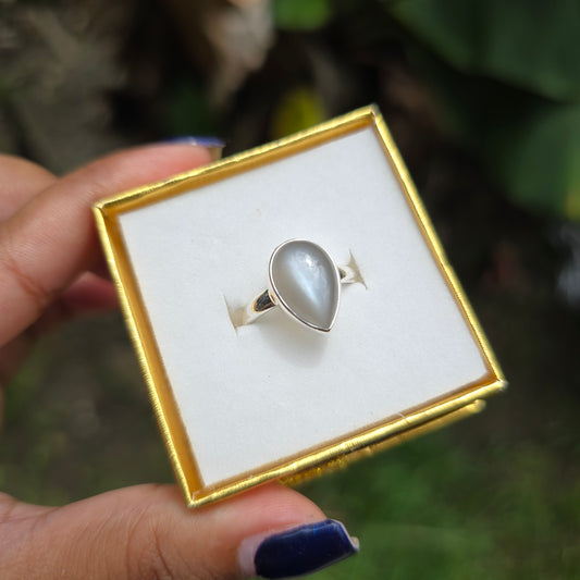 Grey Moonstone Ring - Size 5.5