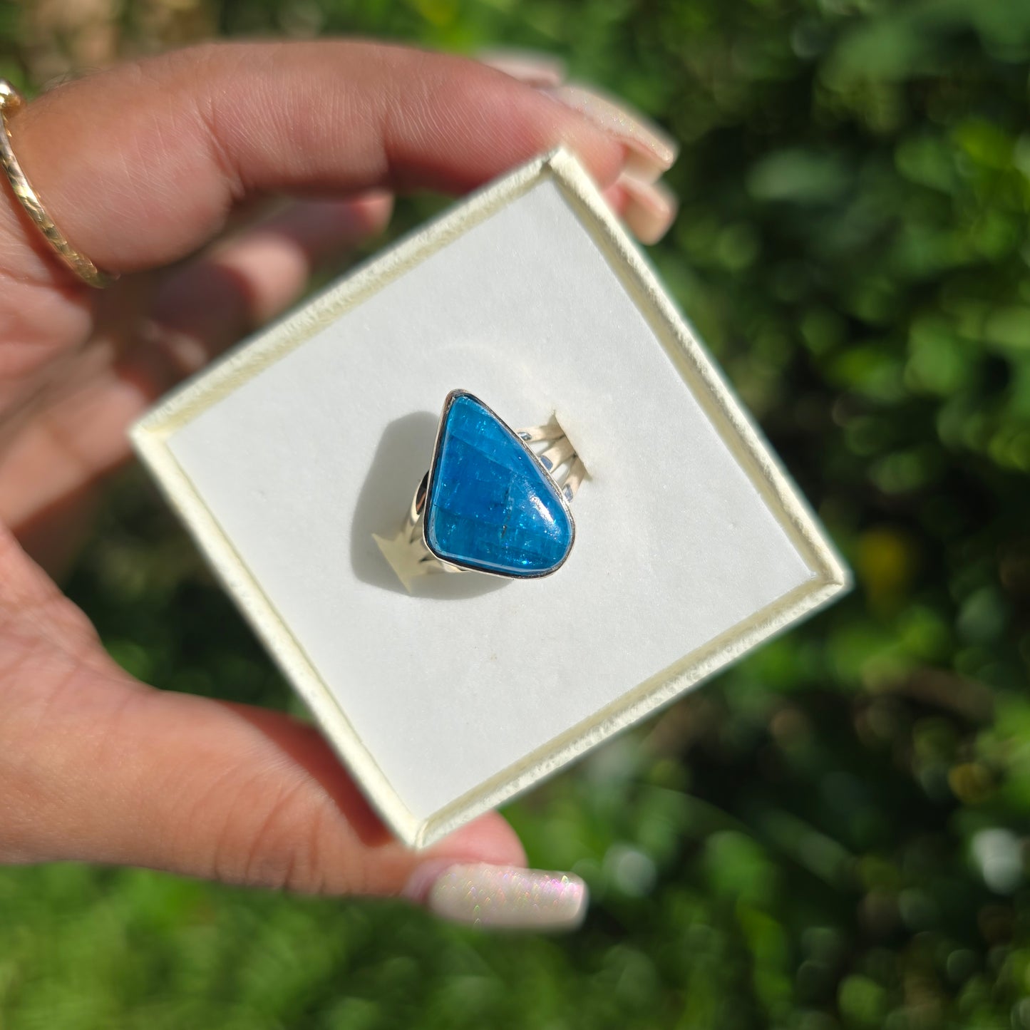 Blue Apatite Gemstone Ring - Size 7
