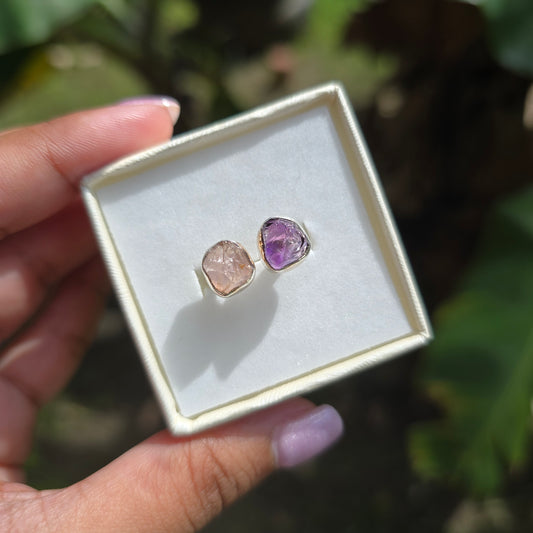 Amethyst and Rose Quartz Ring - Size 5