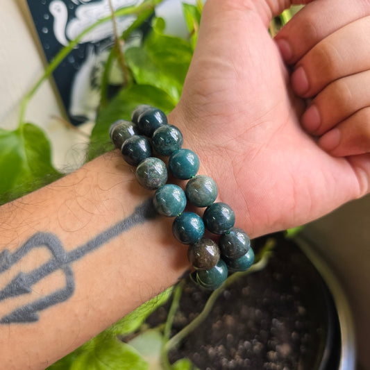12mm Moss Agate Gemstone Bracelet
