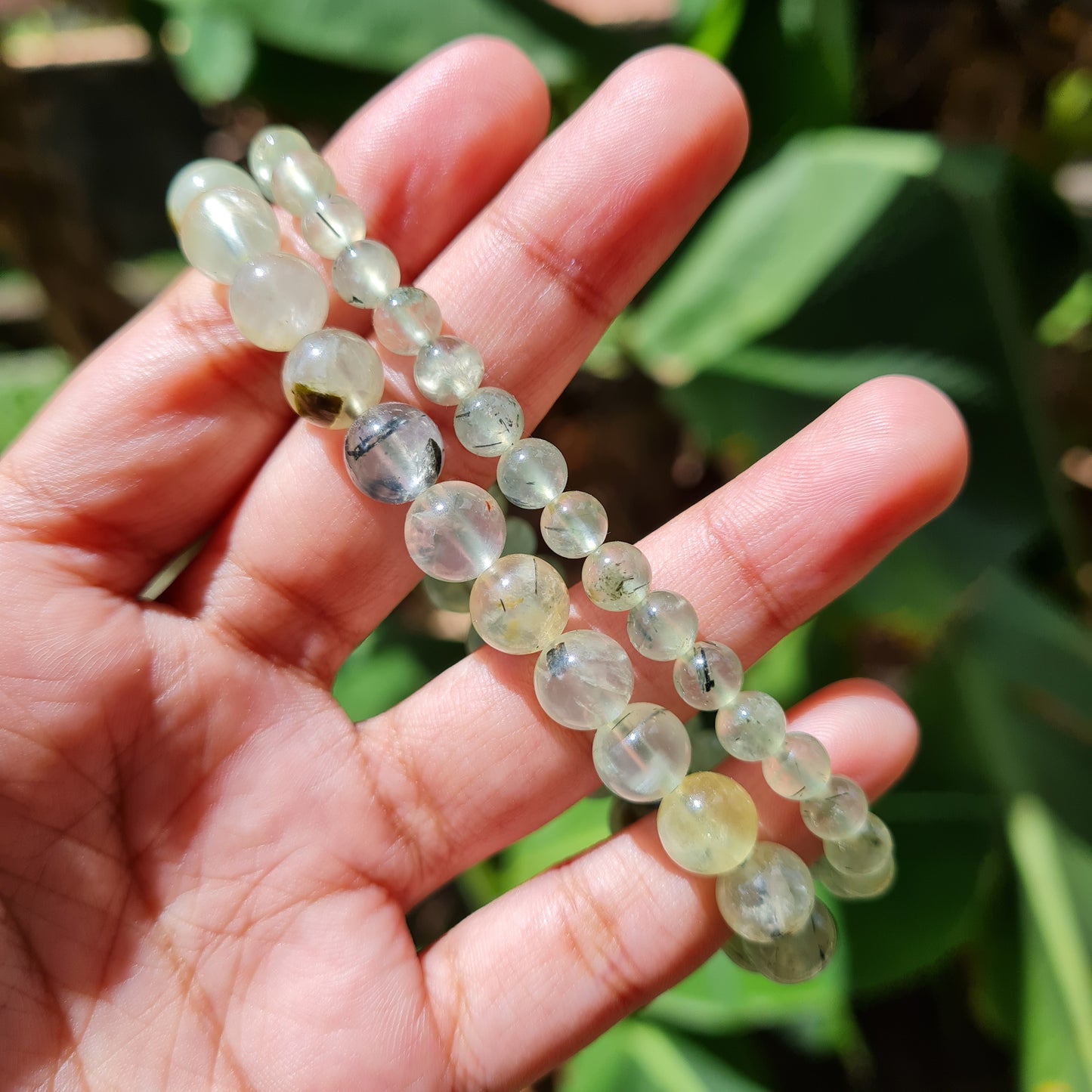 Prehnite with Epidote Gemstone Bracelet