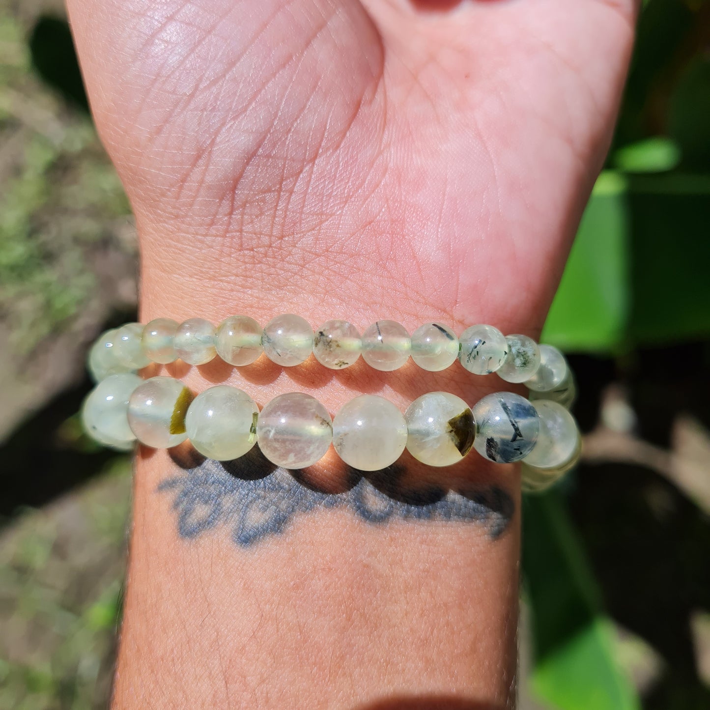 Prehnite with Epidote Gemstone Bracelet