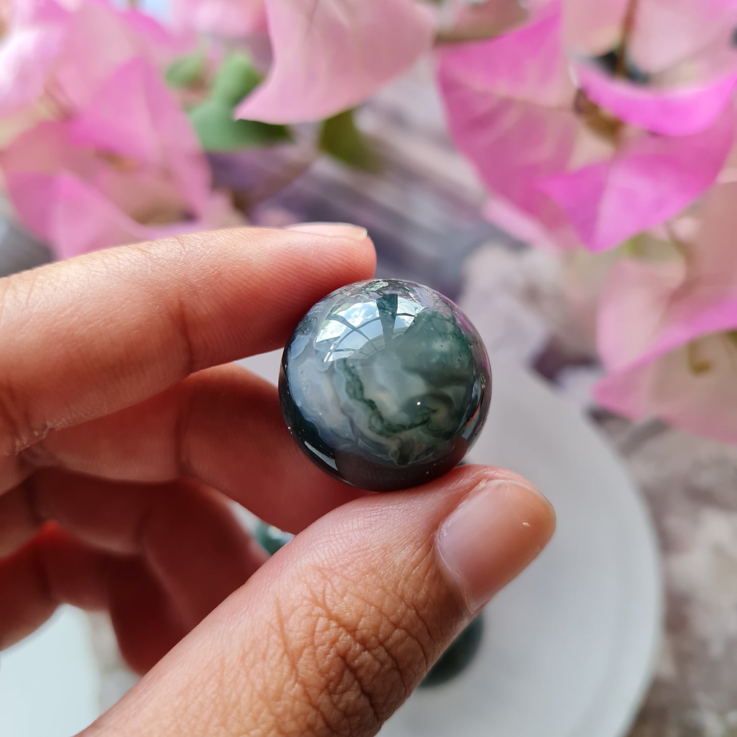 Moss Agate Mini Gemstone Sphere