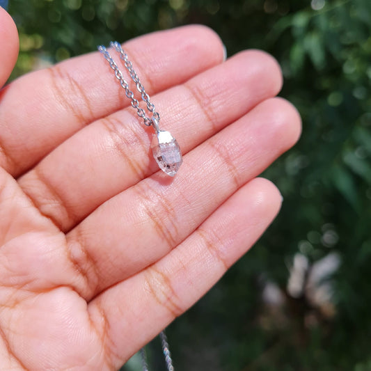 Herkimer Diamond Gemstone Necklace (Birthstone Collection Silver - April)