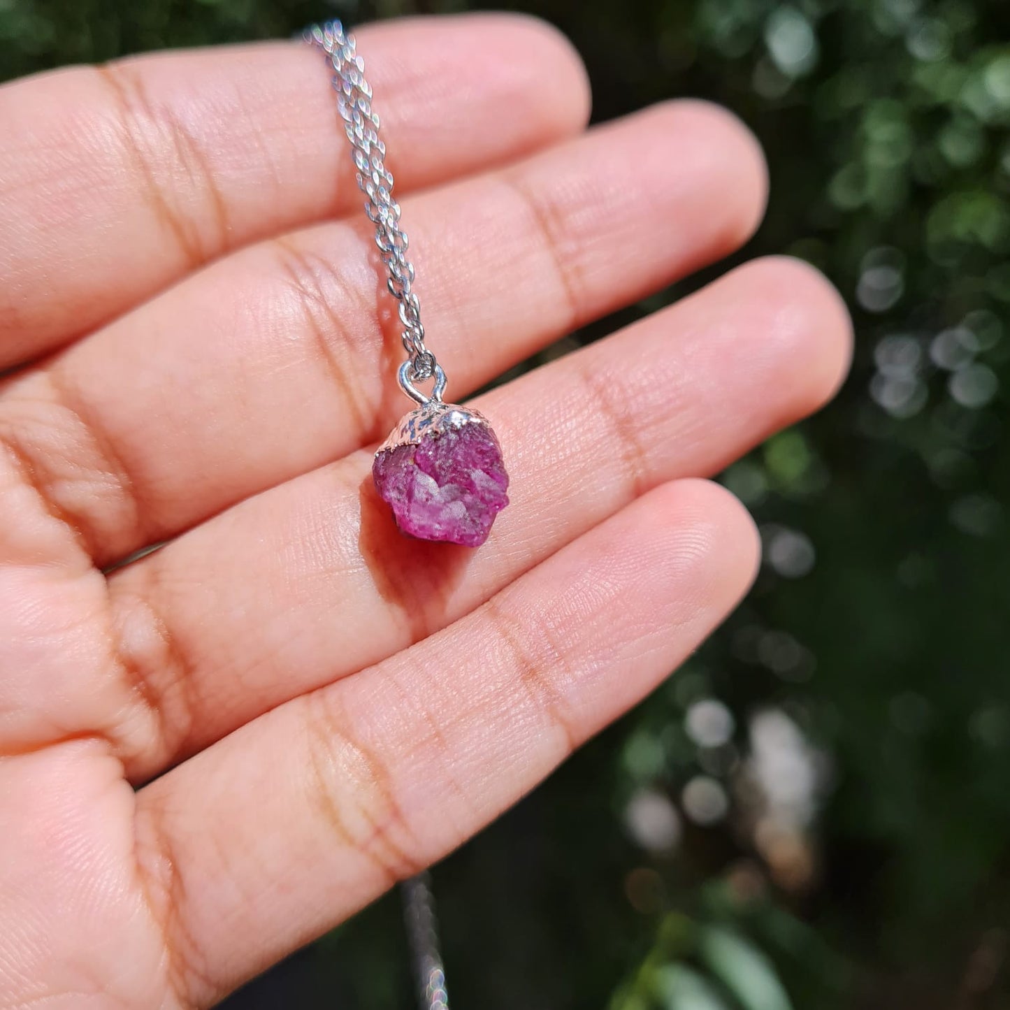 Ruby Gemstone Necklace (Birthstone Collection Silver - July)